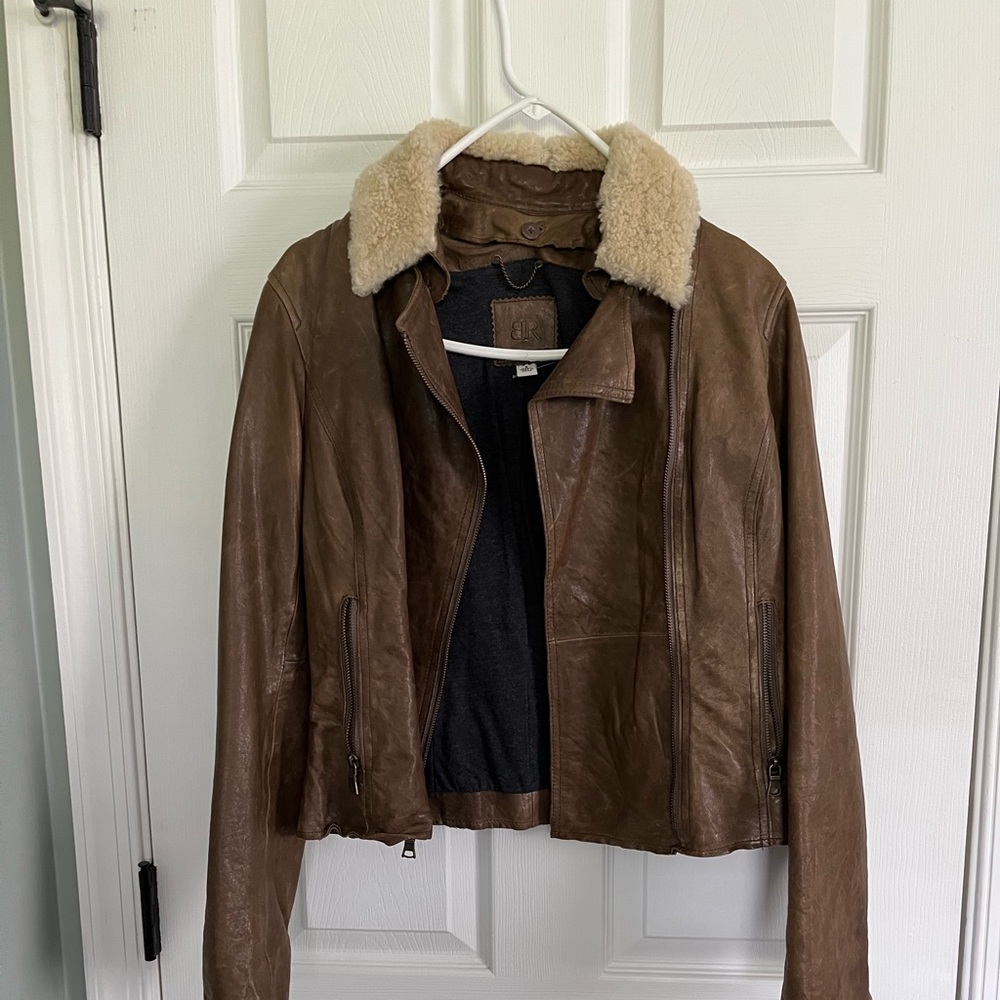 Banana Republic leather jacket with removable shearling collar